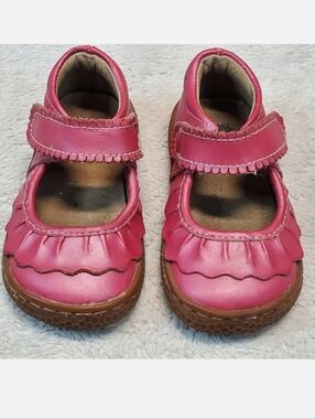 Livie & Luca Pink Ballet Flat Ruche Ruffle Mary Janes Uniform Leather Shoes 4